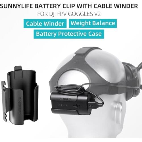 2in1 Battery Clip Buckle with Cable Management Winder Protective Case Headband Back Holder for DJI FPV Goggles V2 Accessories