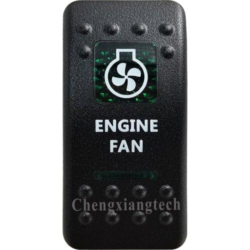Green Printed Switch Cap -ENGINE FAN- for 12V 20A 5Pin On Off SPST Led Light Bar Car Boat Rocker Switch, COVER Only