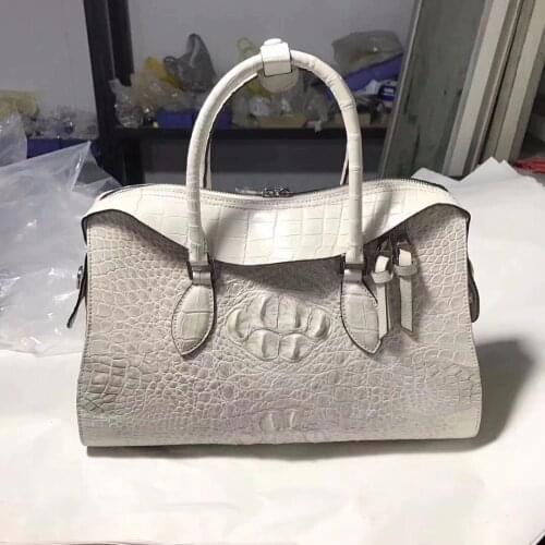 100% genuine crocodile leather skin women handbag cross body bag, alligator skin women shouder bag white color Himalayai white