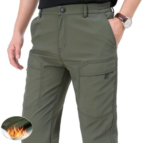 Winter Thick Fleece Casual Pants Mens Cotton SoftShell Military Tactical Baggy Jogeer Cargo Pants Warm Thermal Long Trousers