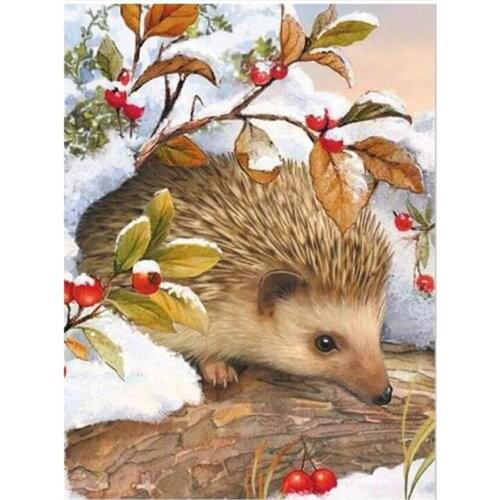 Winter Snow Square Diamond Painting Set Hedgehog Mosaic Embroidery Picture Crystal Rhinestone Stickers Decal Wall Art Craft Gift