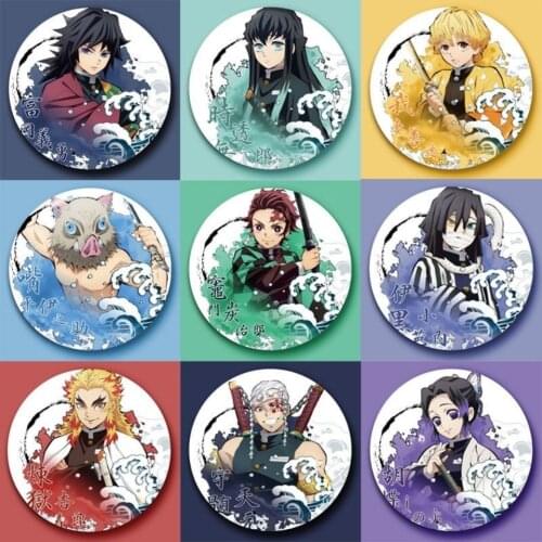 1/13PCS Anime Demon Slayer Badge Badge Nidou Tanjirou Butterfly Ninja My Wife Zeni Brooch Cute Cartoon Badge
