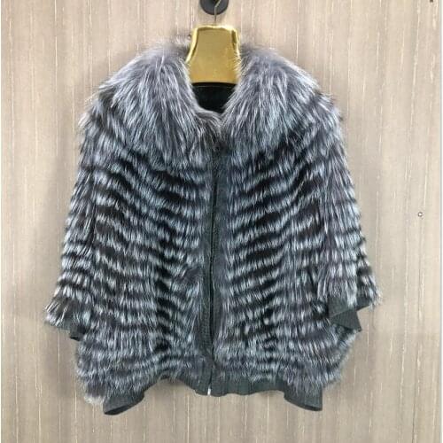 2020 silver fox fur coat knitted fox fur coat raccoon fur clothing real fox fur knitted coat