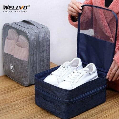 3 Layers Travel Shoe Bag Portable Organizer Storage Pack Bag 3 Pairs Shoes Fit For Trolley Case Travelling Luggage Handbag XA48C