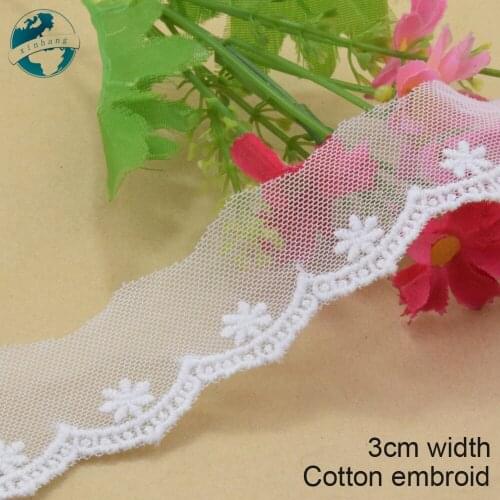 5yards 3cm wide Cotton embroid lace edge sewing ribbon guipure trim wedding lace DIY Garment Accessories french doll lace#3947