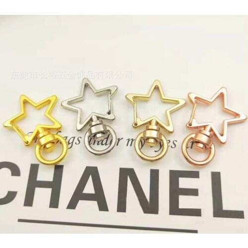 5pcs Five-pointed star heart-shaped hook chain key ring zinc alloy handmade DIY jewelry pendant