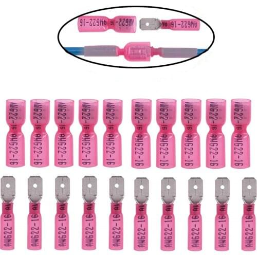 50PCS Insulated Electrical Wire connector Male & Female Heat Shrink Butt Connectors Spade Crimp Terminals Quick Disconnects