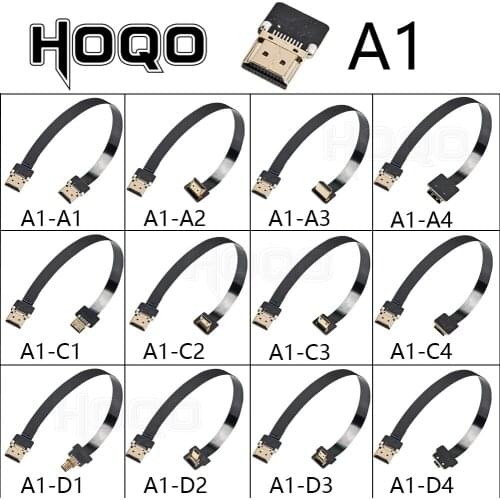 A1 ultra thin flat fpv HDMI-Compatible Cable flexible mini hdmi to micro hdmi ribbon wire 30cm short fpc ffc