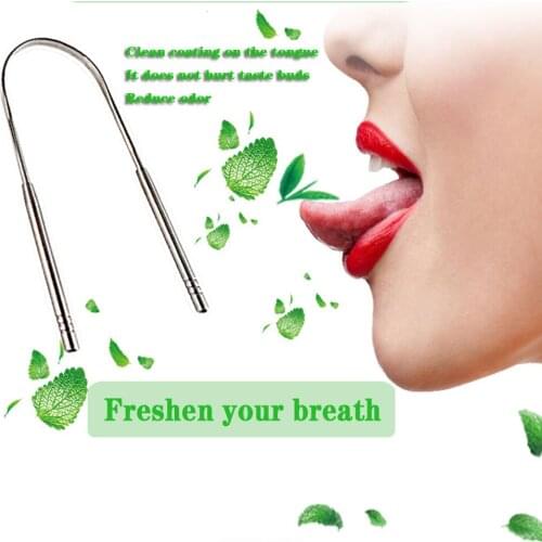 304 Stainless steel tongue applicator Dental Care Tongue Clean Tool Good Breath Cleaner Scraper Handle Hygiene Toothbrush gold