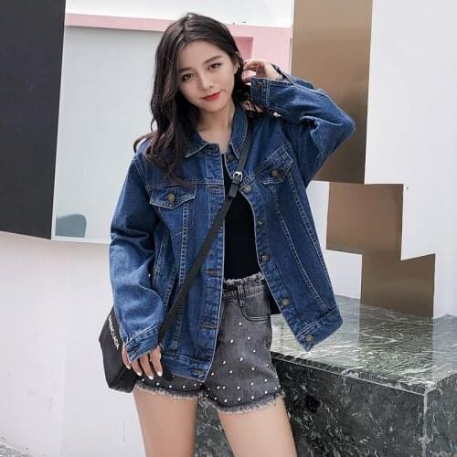 BF Style Casual Female Jean Coat 2021 New Spring Autumn Korean Style Fashion Long Sleeve Turn Down Collar Women Denim Jackets