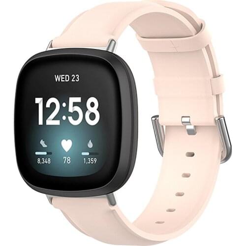 For Fitbit Versa3/Sense Watch Round Tail Leather Strap Wristwatch Band Strap