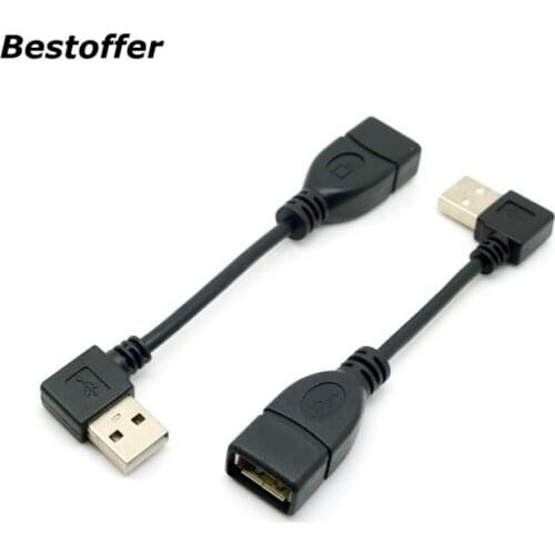 2pcs/pack 0.1m 90 Degree Left & Right Angled Usb 2.0 A Male To Usb Female Extension Adapter Cable 10cm Free Shipping