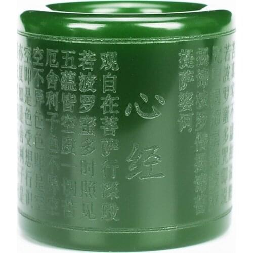 Natural Green Jade 22mm Ring Heart Meridian Jadeite Buddhism Amulet Fashion Charm Jewelry Hand Carved Crafts Gifts Women Men