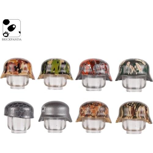 WW2 Building Block Helmet Military US Figures Soldiers Weapon Parts German British Army Hats Accessries Bricks Toys for Children