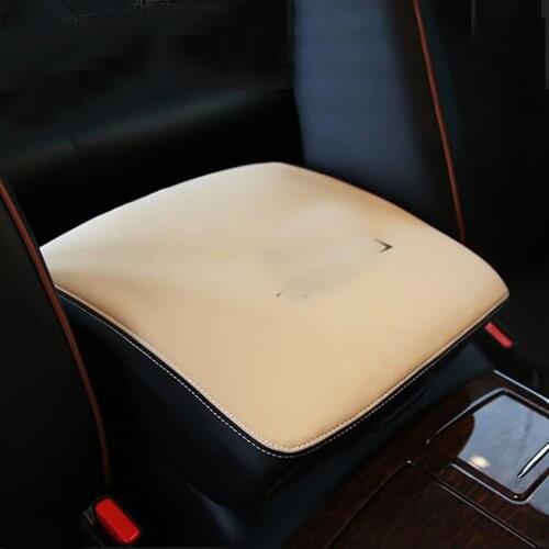 For NIssan Patrol Armada Y62 2013-2019 Fiber Leather Car Central Armrest Cover Container Holder Refrigerator Cover Accessories