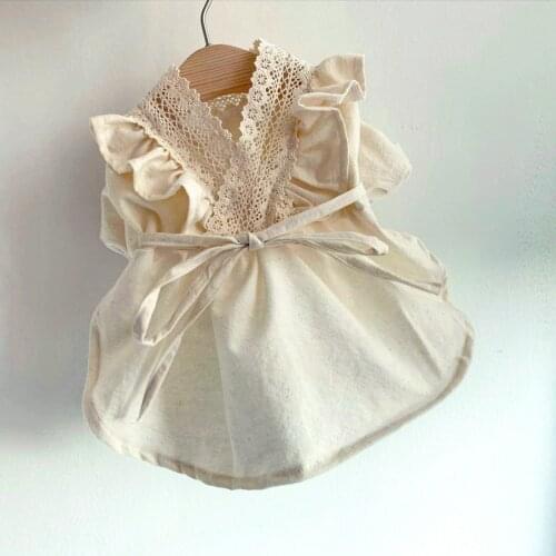 High Quality Cotton And Linen Lace Dress For Pets Summer Clothing For Dogs Cat Small Puppy Clothes Chihuahua Pug Dress For Dog