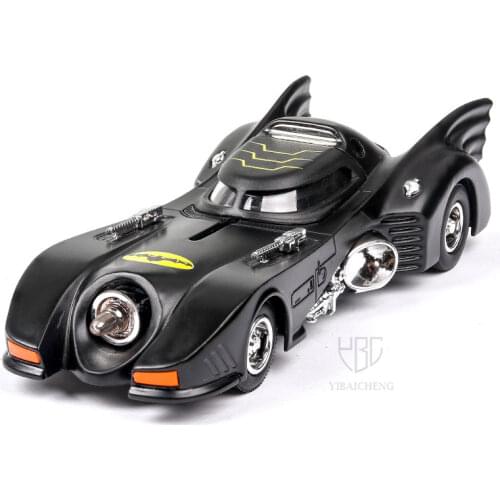 1:36 Diecast Alloy Car Model Toy Bat Battle Car Classic Metal Vehicle With Light And 2 Doors Collection Children Birthday Gifts