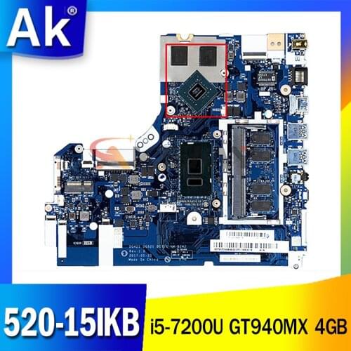 5B20N98493 5B20N98484 5B20N98440 For Lenovo IdeaPad 520-15IKB laptop motherboard NM-B242 i5-7200U CPU GT 940MX 4GB