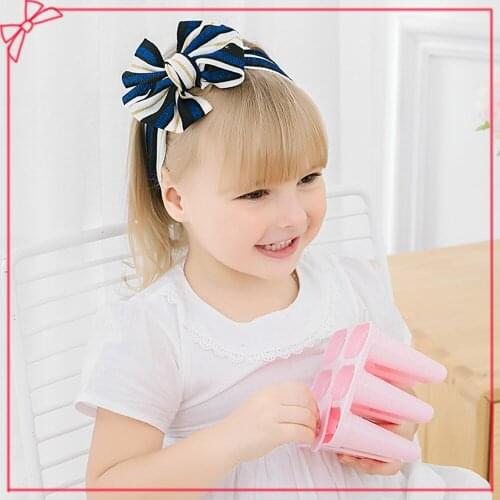 Korean Fashion Children Hair Accessories For Girls Headband Stripe Bows Hair Bands For Baby Headwrap Baby Multicolor Trends 2021