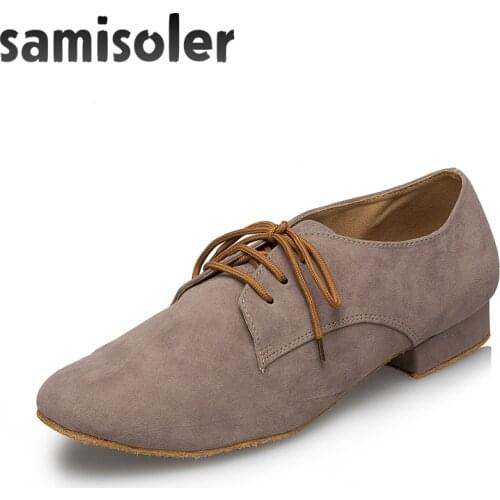 Samisoler Gy Mens Black leather ballroom dance shoes Flats Modern dance shoes Tango Party Wedding Square dance shoes