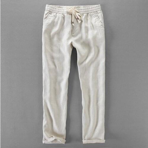 Suehaiwes brand linen pants men spring clothing trousers men long fashion mens pants elastic waist trousers mens pantalon 40siz