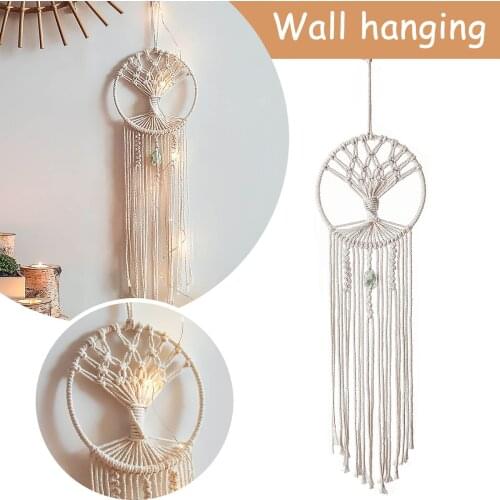 New Fashion Handmade Tassel Dream Wall Hanging Catch Tree Tapestry Green Stone Home Decoration Nordic Bedroom Accessories