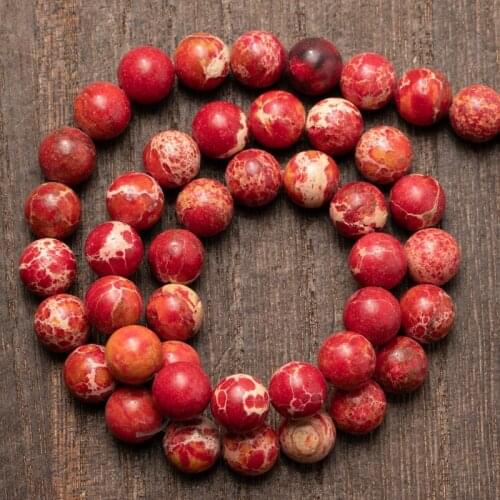 Wholesale Red Sea Sediment Jaspers Natural Stone Round Loose Beads 4 6 8 10 12mm DIY Necklace Bracelet for Jewelry Making