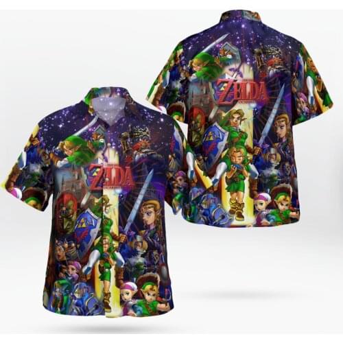 Color Anime 3D Printing Beach Hawaiian 2021 Summer Shirt Short Sleeve Shirt Streetwear Oversized 5XL Camisa Social Chemise Homme