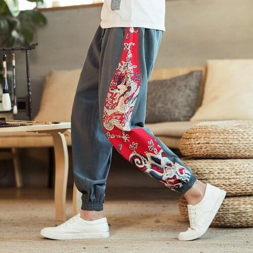 Chinese Style Casual Men Harem Pants Men Jogger Pants Men Fitness Trousers Male Chinese Traditional Harajuku Kimono Pants 10642