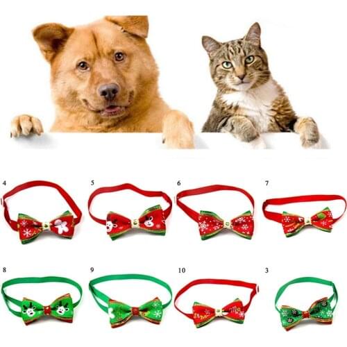 Christmas Adjustable Cat Dog Collar Holiday Cats Dog Bow Tie Pet Neck Strap Cat Dog Grooming Accessories Puppy Cat Necklace
