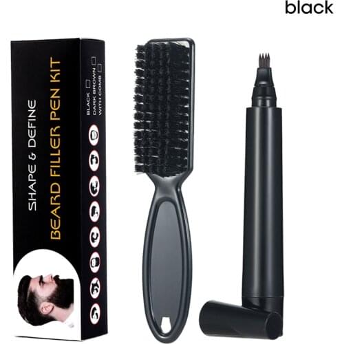 Beard Pen Beard Filler Pencil And Brush Beard Enhancer Waterproof Moustache Coloring Shaping Tools Hair Pencil New
