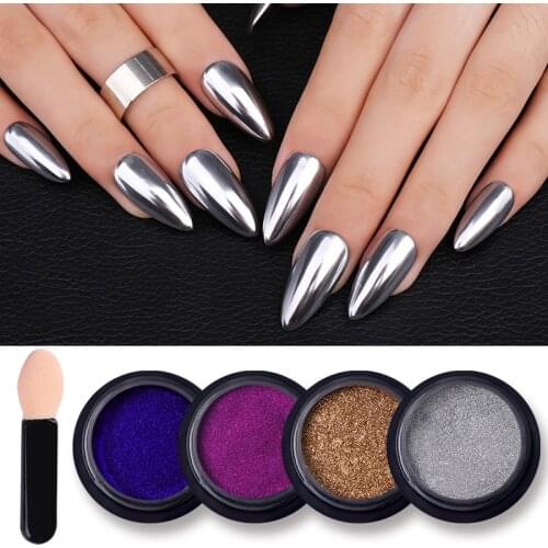 Rose Gold Purple Mirror Powder Metallic Nail Glitter Sliver Nail Art Gel Polishing Chrome Pigment Dust For Nails Art Decorations
