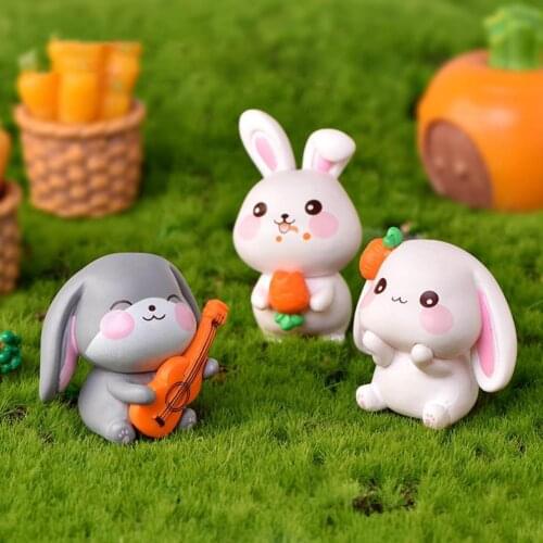 Lovely 4Pcs/Set Useful Plastic Animal Rabbit Model Funny Expression Rabbit Figurine Full of Vitality for Desktop