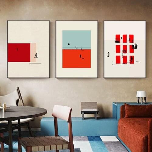 Nordic Figure Wall Art Canvas Painting Humorous Posture Prints Modern Wall Colorful Picture for Living Room Unique Poster Decor