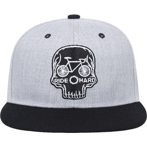 Skull embroidery solid cotton Snapback cap womens flat-brim hip hop cap outdoor baseball cap bone Gorras mens cap and hat
