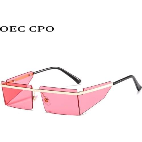 New Small Rimless Sunglasses Women Fashion Punk Square Sunglasses Men Eyewear Retro Rectangle Glasses For Female Shades UV400