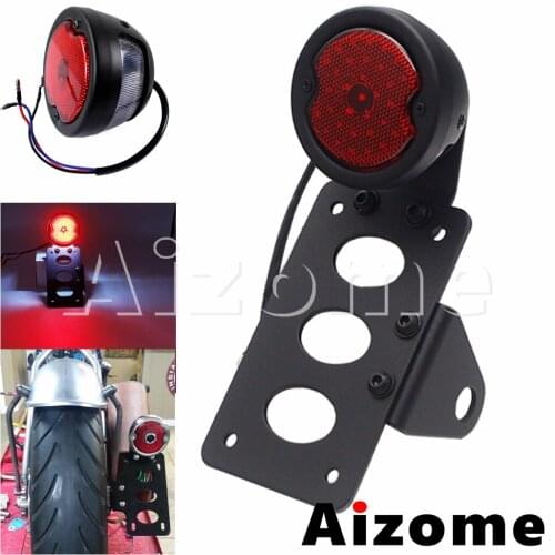 12V Motorcycle LED Tail Light License Plate Light W/Side Axle Bracket For Honda Kawasaki BMW Yamaha Suzuki Ducati Rear Stop Lamp