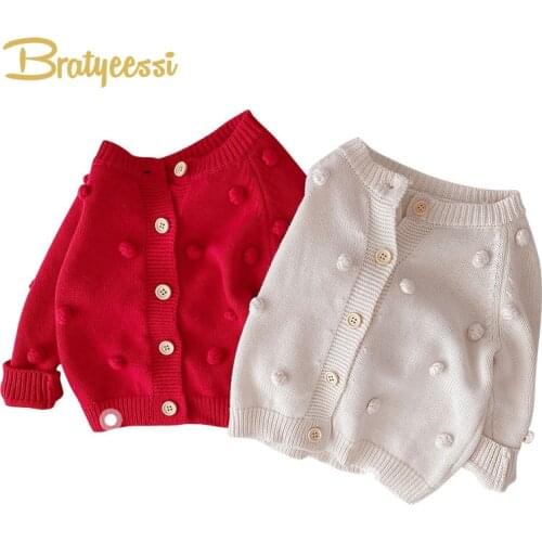 Christmas Sweater Children Outerwear Pompom Knitted Sweaters Kids Cardigan Coat for Girls Autumn Winter Baby Knitwear Clothes