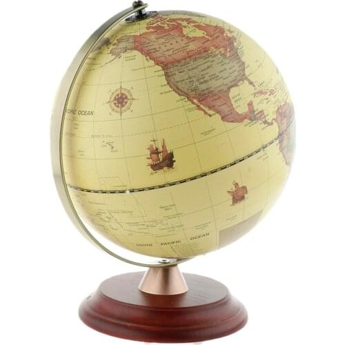 USB Night Light LED Illuminated Spinning World Globe Constellation Map with Wooden Stand