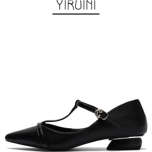 Spring 2021 New Professional Solid Color Single Shoes With Low Tops, Pointed Toes And Thick Heels. Black Dress Shoes With Low He