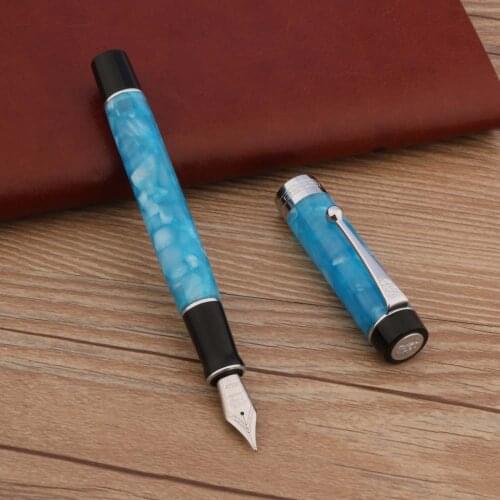 High Quality Jinhao 100 Fountain Pen Acrylic Spin Dark blue silver Elegante Signature ink pens
