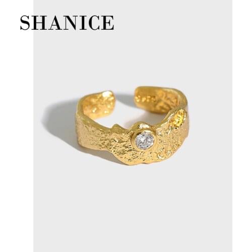 SHANICE S925 sterling silver open ring Irregular CZ Rings Hiphop Jewelry Gift Ladies Open Adjust Wedding Rings Women