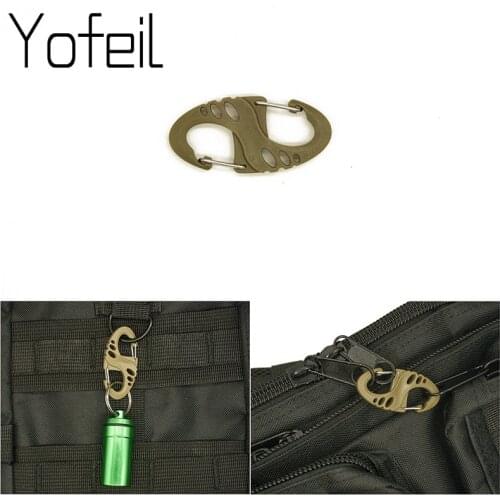 10Pcs/Lot Outdoor S Type Backpack Clasps Climbing Carabiners Keychain Camping Bottle Hooks Paracord Tactical Buckles