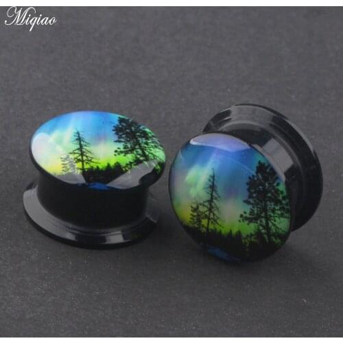 Miqiao 2pcs Fashion New Acrylic Rainbow Ear Expander 4mm-25mm Exquisite Body Piercing Jewelry