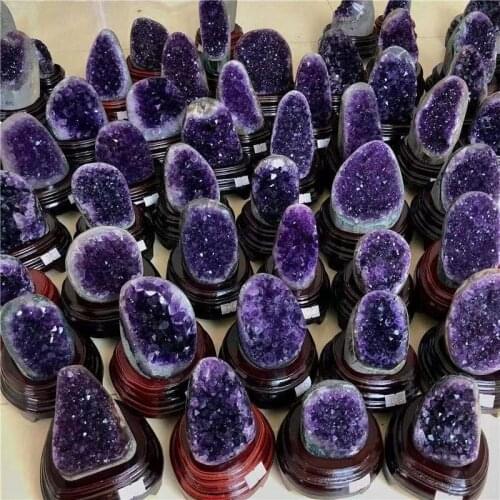 200-1100g Natural Amethyst Geode Quartz Cluster Crystal Specimen Energy Healing(Without The Base)