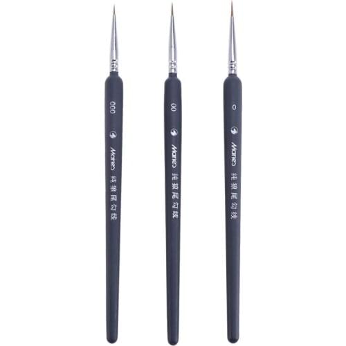 3pcs Wolf Hair Brushes Set For Detail Art Painting Miniatures Acrylic Watercolor Oil Gouache Watercolor Oil Painting Line Pen