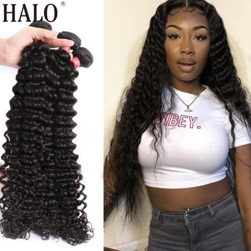 Brazilian Deep Wave Hair 1/3/4 Bundles Water Wave Curly Hair Weave 30 32 34 36 Inch Natural Human Hair Thick Bundles Virgin Hair