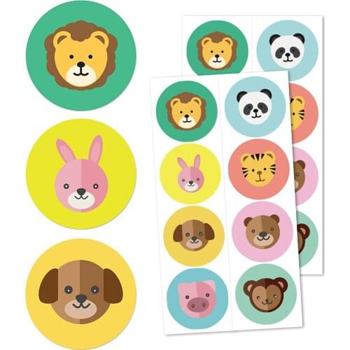 96Pcs Zoo Animals Children Stickers Roll Adhesive Diary Label Sticker For Kids Children Diy Gift School Stationery Cute Sticker