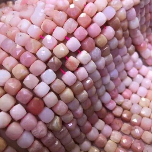 AAAA LOOSE BEADS pink Opal square faceted 5-6mm Wholesale for DIY jewelry necklace 36cm