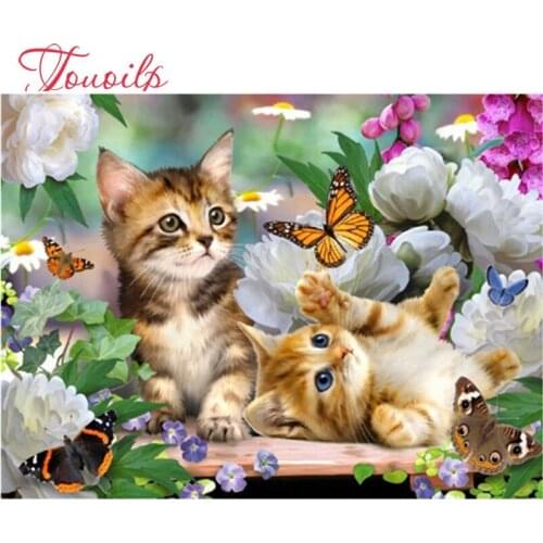 Diamond Animal Diamond Painting Full Square Cats Diamond Embroidery Cross Stitch Flowers Picture Of Rhinestones Handicraft